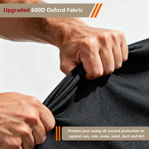 Vista 7 de FLYMEI Funda de columpio para exteriores, cubierta de hamaca de 2 plazas triples para porche, toldo y otros muebles de patio, impermeable