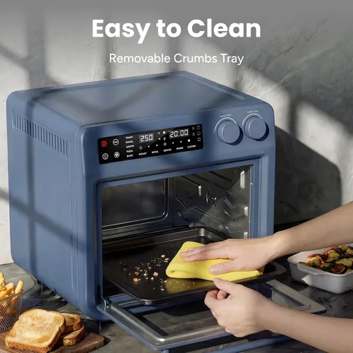 Vista 12 de SMIRLY Combo de horno tostador digital con freidora de aire, horno de encimera de convección de 25 L, multifunción 10 en 1 para pizza de 12 pulgadas