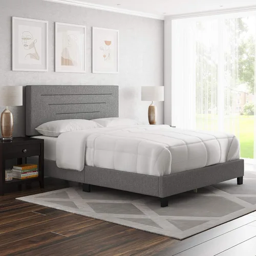 Vista 24 de Boyd Sleep Cama tapizada de lino negro con cabecera ajustable, tamaño individual, con base o somier calificado para su uso