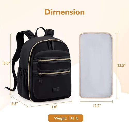 Vista 6 de mommore Mochila de Pañales de Neopreno Pequeña Bolsa de Bebé Mochila de Viaje Mini para Pañales para Recién Nacidos con Bolsillos Aislados, Correas