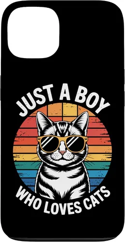 Vista 7 de Just A Boy Who Loves Cats Cat Dad Kitty Parent Feline Boys Case for iPhone 16