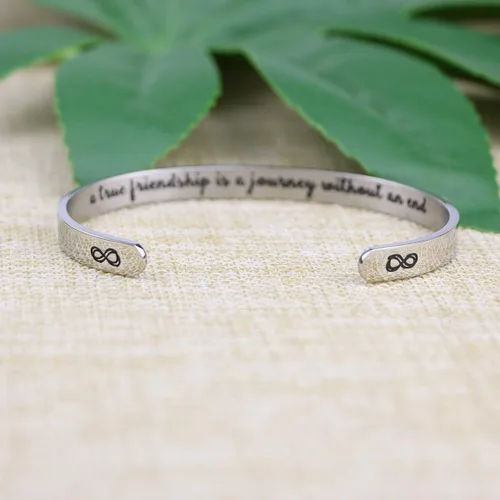 Vista 2 de JoycuFF - Pulseras de acero inoxidable para mujer con frase inspiradoramantra (en inglés) oculta, un regalo para mostrarle tu apoyo a tus amigos