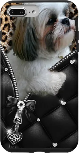 Vista 12 de Funda Shih Tzu con cremallera para iPhone 16 I Love Shih Tzu Dogs Leopard Hippie Leather