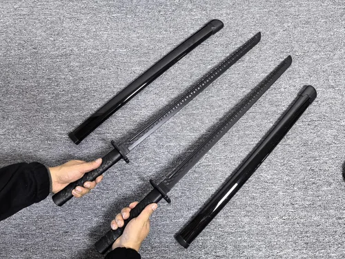 Vista 7 de Paquete de 2 espadas de polipropileno de alta dureza, katana de flexión de 90 grados, accesorio de Halloween, personaje de anime de plástico