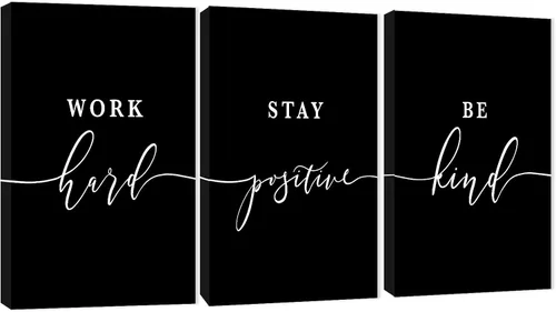Vista 18 de Arte de pared motivacional de 3 paneles para oficina, citas inspiradoras, arte en lienzo para decoración de pared de oficina en casa, palabras