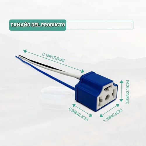 Vista 2 de 2 piezas de conector de faro H4 9003 HB2 cerámico con 3 adaptadores de cableado de enchufe de arnés para relé H4, faros o luces antiniebla, conector