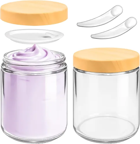 Vista 19 de 6 Pack de tarros de vidrio ámbar de 1 oz con tapas, tarros pequeños de vidrio de 1 onza con tapas y forros interiores, tarros redondos transparentes