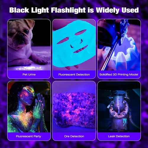 Vista 9 de ULTRAFIRE Linterna UV recargable de 365nm para resina que cura la luz UV