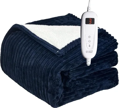Vista 8 de Manta eléctrica Tefici: manta eléctrica térmica de 50 x 60 pulgadas, 6 niveles de calefacción rápida, apagado automático de 1 a 4 horas, de franela