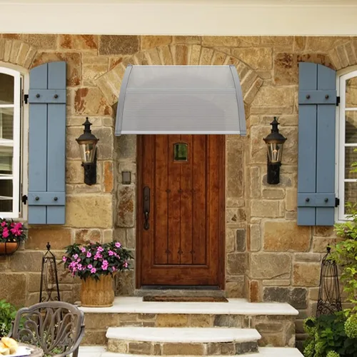 Vista 2 de 2 toldos para ventana de puerta de 40 x 32 pulgadas, cubierta de policarbonato para puerta de entrada, toldo de patio al aire libre, toldo voladizo