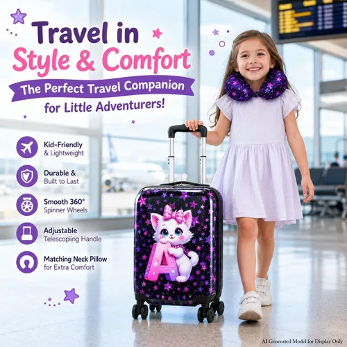 Vista 7 de Equipaje para niños y niñas, maleta de viaje con ruedas, 01-Hardside A-star Cat 5pc, Equipaje extensible Hardside con ruedas giratorias