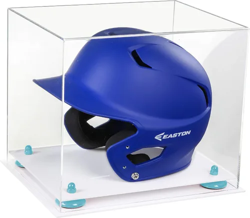 Vista 58 de Better Display Cases Vitrina acrílica para casco de bateo de béisbol con espejo, elevadores rosados, montaje en pared y base de espejo (V22/A012)