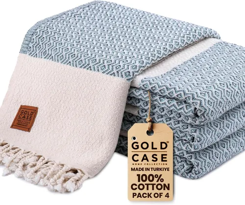 Vista 31 de Gold CASE - Juego de 4 Toallas de Mano Turcas para Baño, 20 x 40 pulgadas, Toallas de Baño 100% Algodón, Toalla Pequeña de Cocina Aphrodite