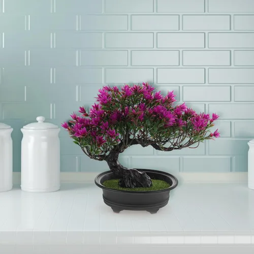 Vista 4 de HOMSFOU Plantas falsas en maceta, planta de vegetación falsa, flores artificiales en maceta, árbol artificial de simulación de árbol de bienvenida