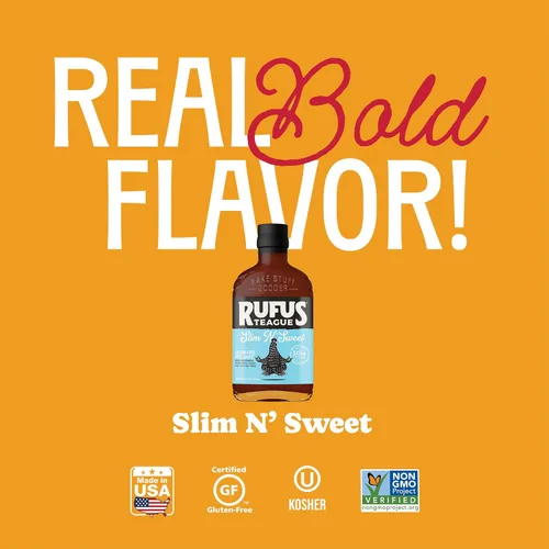 Vista 4 de Rufus Teague Salsa BBQ sin azúcar Slim N' Sweet, sin OMG, 12.25 oz, paquete de 2