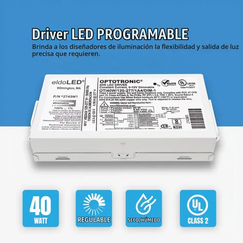 Vista 3 de Osram 57351 Optotronic 40W 120/277V AC 50/60Hz Corriente constante regulable compacto LED controlador OTi 40W/120-277/1A4 DIM-1