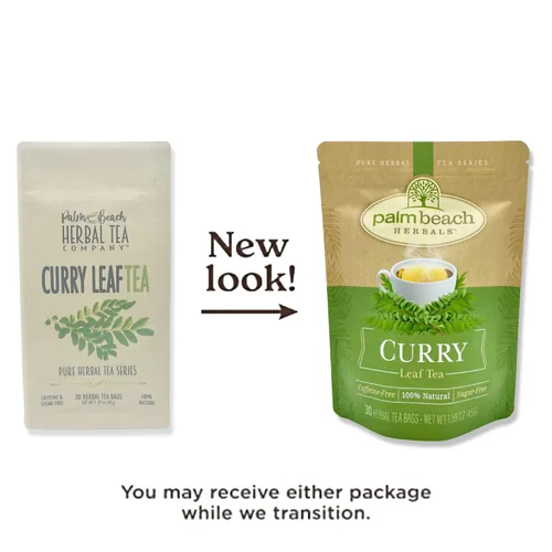 Vista 2 de Té de hoja de curry - Serie de té de hierbas puro de Palm Beach Herbals (30 unidades) [El embalaje puede variar]