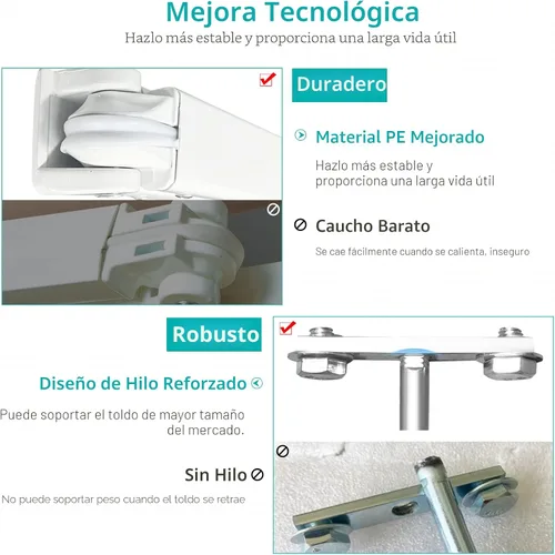 Vista 3 de AECOJOY Toldo Retráctil para Patio de 8.2'×6.5' Sombra Solar Cubierta de Toldo Dosel para Patio Exterior Sunsetter Toldos de Terraza con Manivela