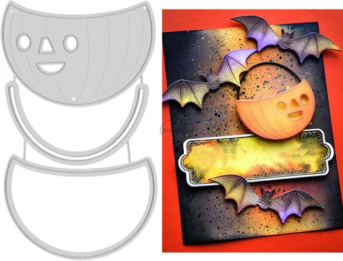Vista 15 de DzIxY Juego de troqueles de metal fantasma de calabazas de Halloween para hacer tarjetas, juegos de troqueles de papel para grabar, plantillas