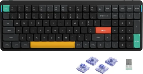 Vista 10 de nuphy Teclado mecánico inalámbrico Air96 V2, teclado retroiluminado RGB de 100 teclas, compatible con Bluetooth 5.1, 2.4G y conexión con cable