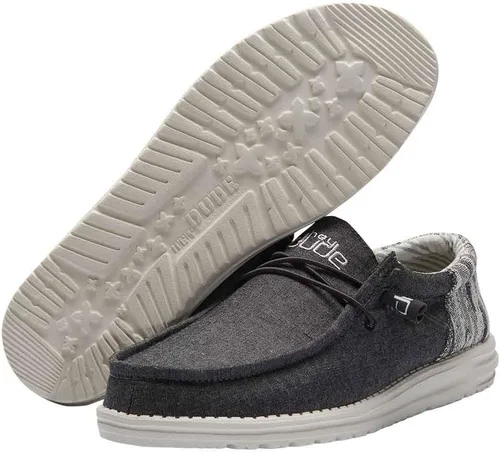 Vista 3 de Hey Dude - Mocasines tejidos Wally para hombre, Azul carbón, 9