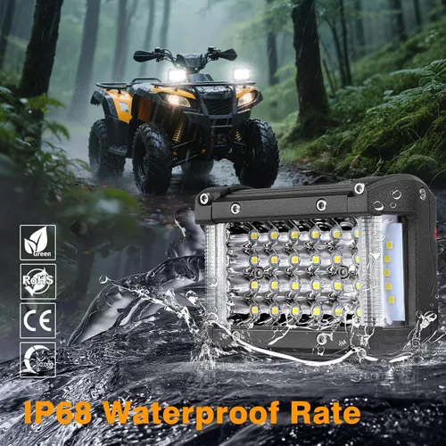 Vista 5 de Luces LED de disparo lateral, Muto-Beam, 2 piezas, 4 pulgadas, cuatro filas, luces LED para niebla, lámparas impermeables para conducción Blanco