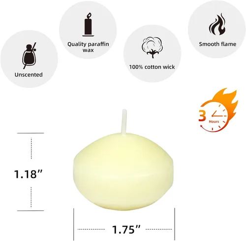 Vista 5 de Zest Candle Velas flotantes de 24 piezas, 1.75 pulgadas, marfil