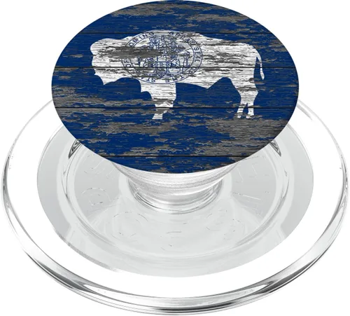 Vista 7 de Wyoming Bandera de madera climatizada – PopSockets agarre y soporte para teléfonos y tabletas