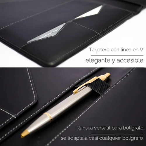 Vista 7 de STYLIO - Padfolio, carpeta organizadora de portafolio p/currículum/entrevista, documento legal, tarjeta comercial, bloc de notas tamaño carta Negro