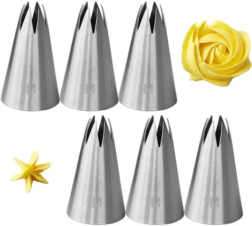 Vista 9 de Boquilla de glaseado 2D, boquilla de flores grandes en forma de gota, boquilla 2D para decoración de pasteles, estrella abierta, 3 piezas
