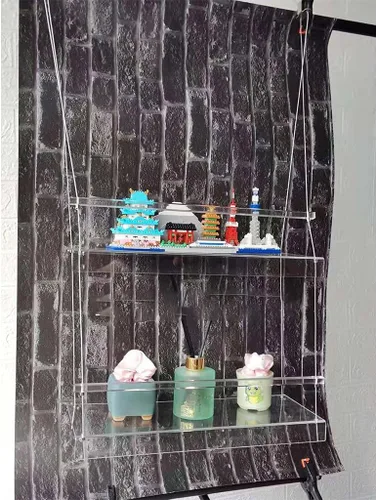 Vista 4 de Estantes acrílicos para plantas de ventana, estante de pared flotante colgante transparente, estante para macetas, estante para plantas de ventana