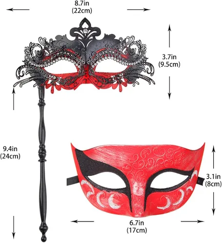 Vista 2 de IETANG - Máscara veneciana para parejas, accesorio de disfraz de fiesta.