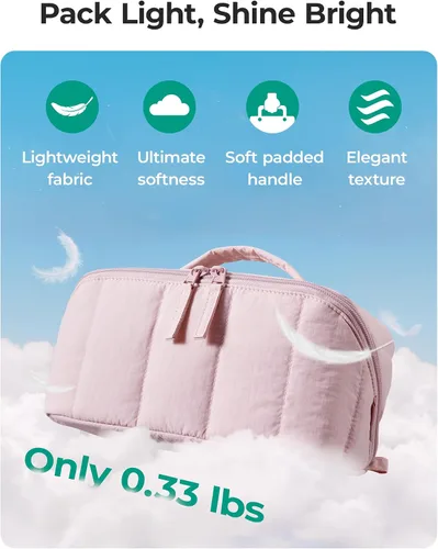 Vista 4 de BAGSMART Bolsa de Maquillaje de Viaje para Mujeres, Estuche Cosmético Portátil Resistente al Agua, Organizador de Maquillaje Acolchado Abultado