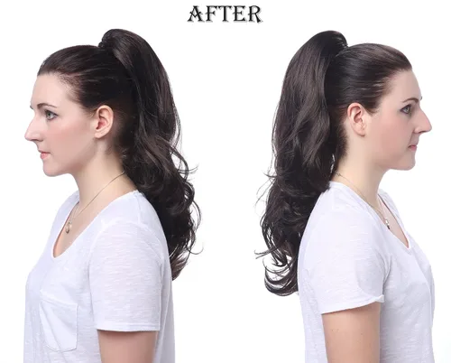 Vista 6 de Extensión de pelo Onedor, coleta sintética y rizada de 20 pulgadas con broche, 6.7 oz con broche de garra