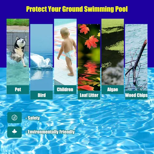 Vista 3 de ERRULAN Inground Pool - Cubierta azul para otoño e invierno, tapa de malla rectangular para jardín al aire libre, para seguridad de niños