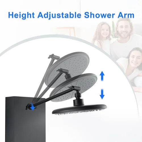Vista 2 de POPFLY Sistema de Panel de Torre de Ducha con Altura de Brazo de Ducha Ajustable, Sistema de Cabezal de Lluvia, Panel de Ducha de Acero Inoxidable