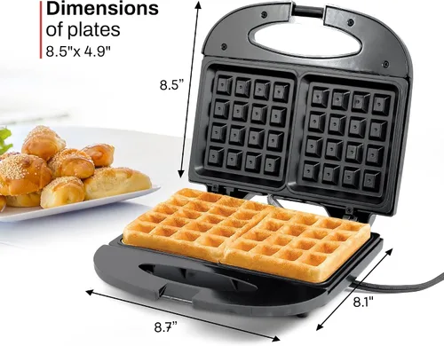 Vista 10 de Elite Gourmet Maxi-Matic - Máquina eléctrica antiadherente para hacer gofres belga, desayuno, sándwiches, compacta y portátil, 2 rebanadas