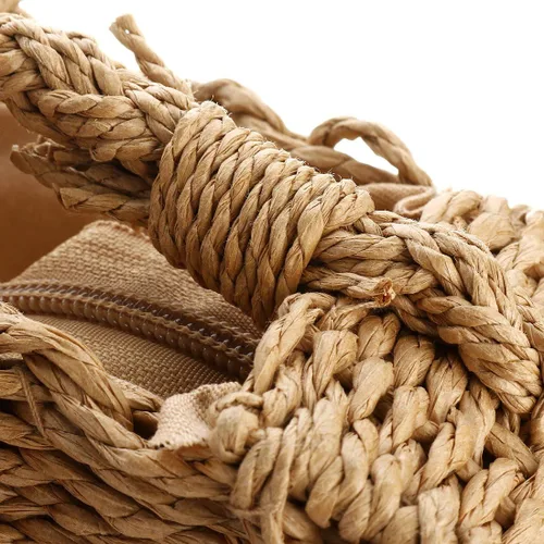 Vista 3 de Bolso cruzado de paja para mujer, con asa superior de verano, redondo, tejido a la moda
