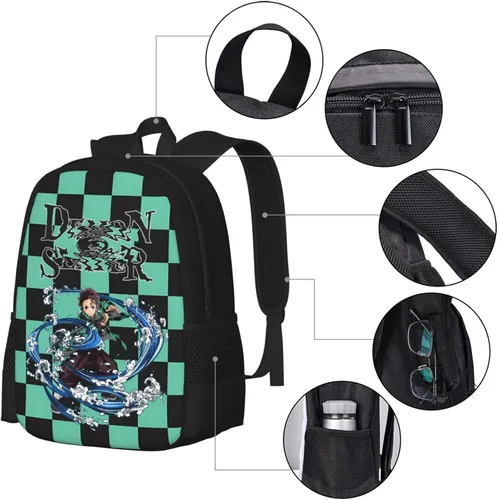 Vista 4 de Mochila escolar para niños linda mochila de dibujos animados mochila de anime japonés 2 unidades bolsa escolar de 17 pulgadas caja de papelería