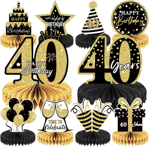 Vista 11 de 10 piezas de decoración de cumpleaños número 30 para niñas y niños, centros de mesa de cumpleaños 30 para mesas, centros de mesa de feliz cumpleaños