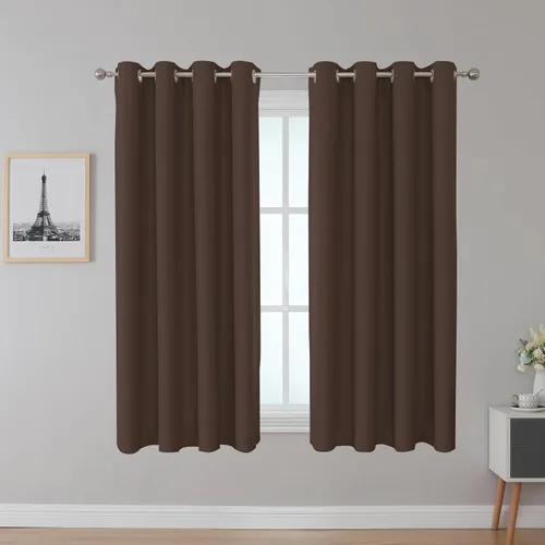 Vista 9 de Inherent Fire Retardant Blackout Curtains, Grommet Top, NFPA 701 Certified Flame Resistant Drape, FR Window Curtains for Classroom, 2 Panels, Black