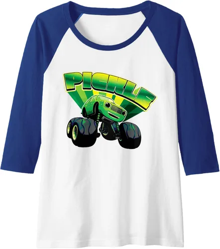 Vista 5 de Blaze and the Monster Machines Camiseta de béisbol raglán Pickle Badge, Negro, S