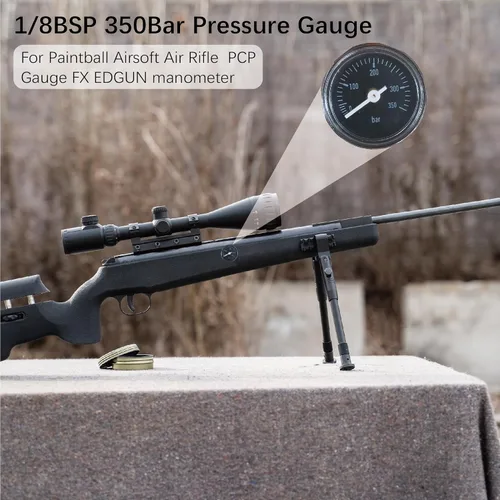 Vista 2 de 1/8 "BSP 350Bar Paintball Gauge 1.102 in Medidor de presión Regulador Piezas para Paintball Airsoft Air Rifle PCP FX EDGUN Manómetro