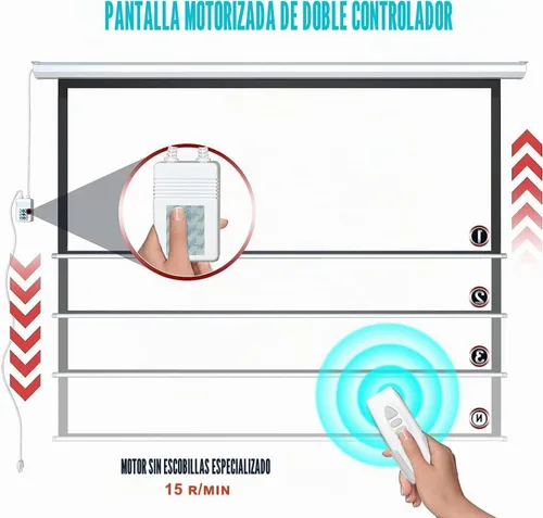 Vista 7 de Pantalla de proyector motorizada de 120 pulgadas, pantalla de proyector eléctrica 4:3 con control remoto, pantalla de cine HD para interiores