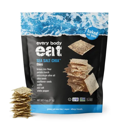 Vista 17 de Every Body Eat Snack Cracker Thins, sin queso, sin gluten, vegano, sin lácteos y sin aceite de semillas, 4 onzas