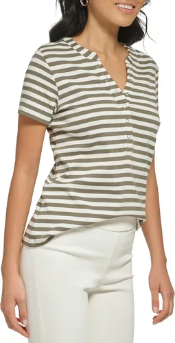 Vista 2 de Calvin Klein Cuello redondo y manga corta a rayas para mujer