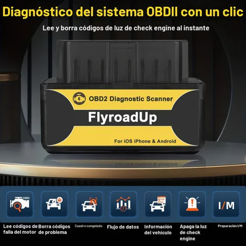 Vista 2 de Escáner Bluetooth OBD2 para iOS iPhone y Android, lector de código de coche inalámbrico herramienta de diagnóstico para comprobar la luz del motor