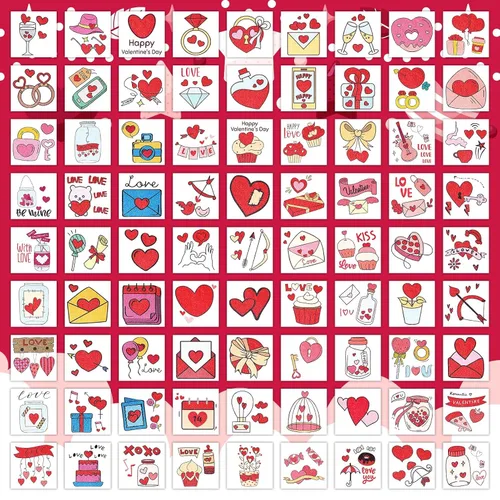 Vista 4 de EMOME 204 tatuajes con purpurina de San Valentín para niños, envueltos individualmente, tatuajes temporales para niñas, lindos tatuajes temporales