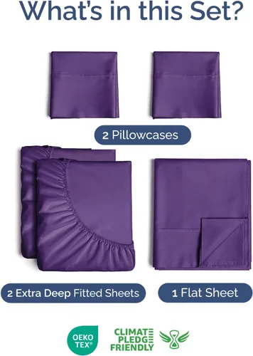 Vista 131 de Extra Deep Twin XL Sheet Set - 3 Piece College Dorm Room - White 01-Blanco