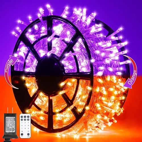Vista 60 de JMEXSUSS - Tira de 100 luces led para interiores, 8 modos, enchufables, parpadeantes, 33 pies, luces navideñas para exteriores, a prueba de agua